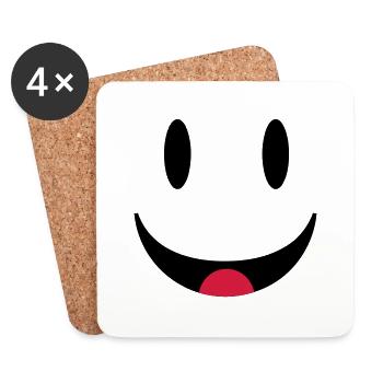Glücklicher Smiley mit Zunge - Untersetzer (4er-Set) - Weiß - Vorne