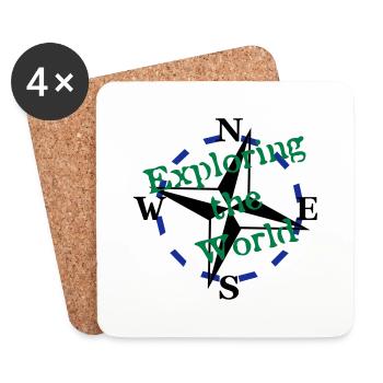 Compass - Exploring the World - 3 Color Vector - Coasters (set of 4) - white - Front