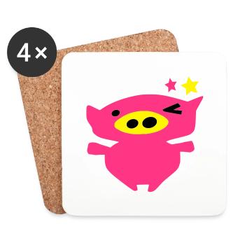 cute_pink_piggy_face_vec10_c3 - Dessous de verre (lot de 4) - blanc - Devant
