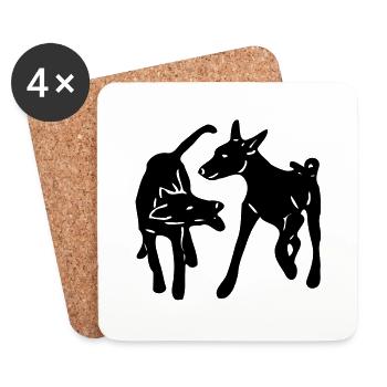 spielende_hunde - Dessous de verre (lot de 4) - blanc - Devant