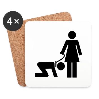Frau mit Mann an der Leine - Untersetzer (4er-Set) - Weiß - Vorne