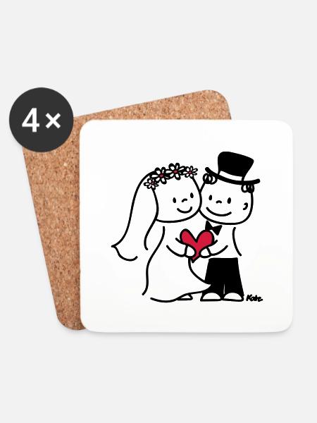 Brautpaar (c) - Coasters (set of 4) - white
