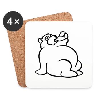 Bear soiffard - Coasters (set of 4) - white - Front