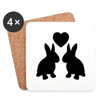 hase_verliebt - Untersetzer (4er-Set) - Weiß - Vorne