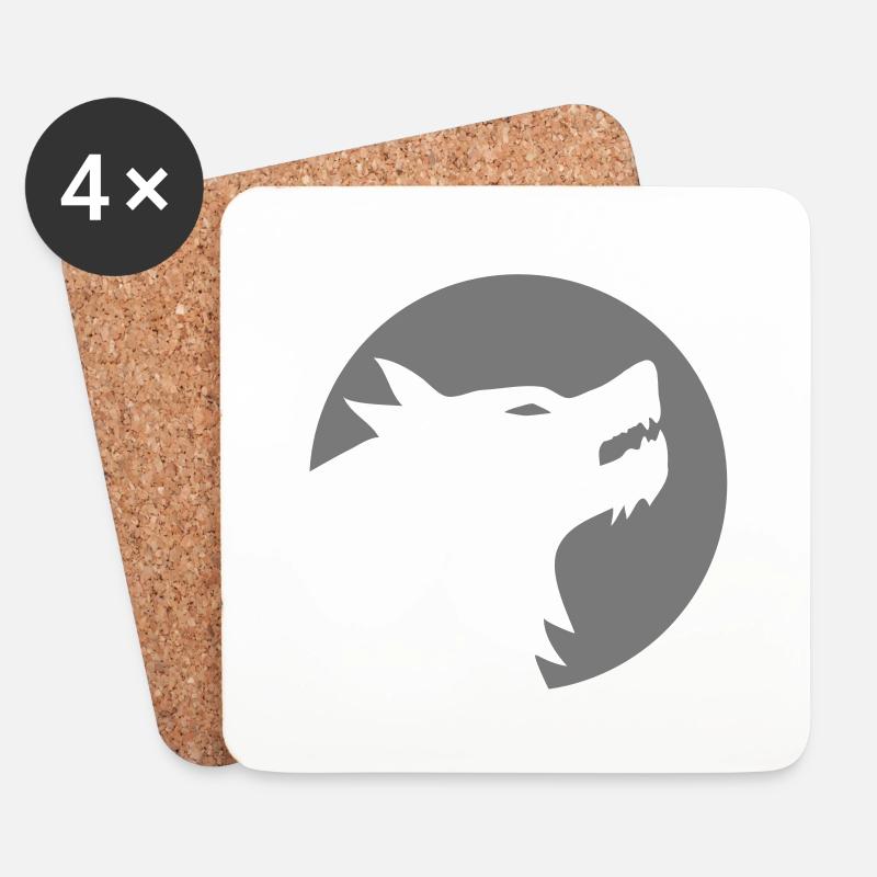 Wolf - Untersetzer (4er-Set) - Weiß