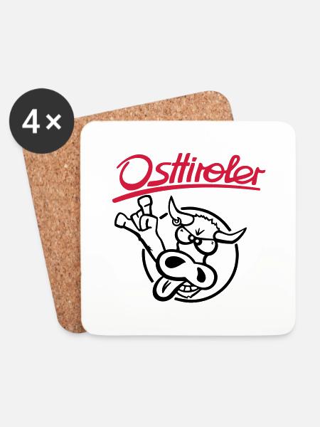 Ost Tiroler Grauvieh komplett - Untersetzer (4er-Set) - Weiß