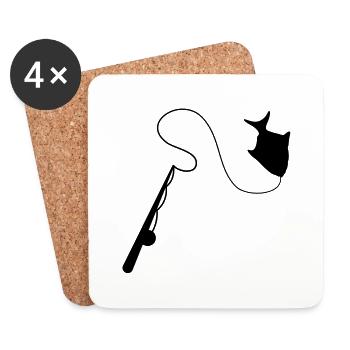 Fishing rod fisherman with a catch! hook line sink - Coasters (set of 4) - white - Front