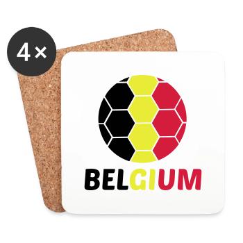 Belgium Belgien Text Flagge Cool Fußball Fan Spaß - Untersetzer (4er-Set) - Weiß - Vorne