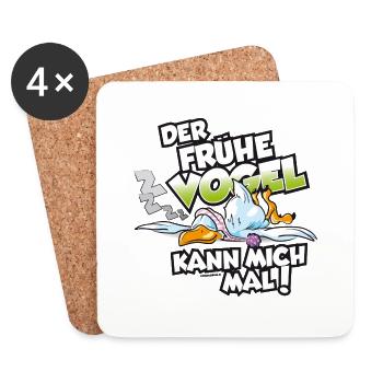 Der frühe Vogel kann mich mal - Untersetzer (4er-Set) - Weiß - Vorne