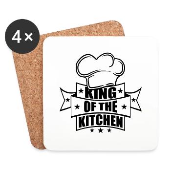 cookie crest crown king of the kitchen king - Coasters (set of 4) - white - Front