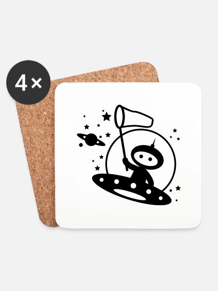 Cosmonaut Sternenfänger - Coasters (set of 4) - white
