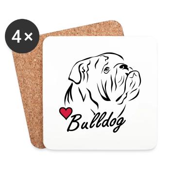 Bulldog ♥ - Untersetzer (4er-Set) - Weiß - Vorne