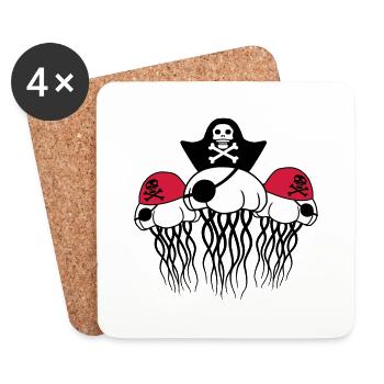 3 amis équipe équipe pirate marin marin - Dessous de verre (lot de 4) - blanc - Devant