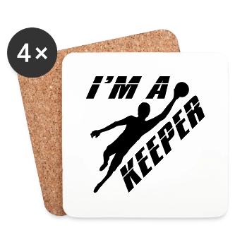 Design i am a keeper goalkeeper torhueter holding foot - Coasters (set of 4) - white - Front