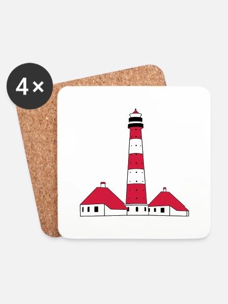 Westerhever Leuchtturm - Untersetzer (4er-Set) - Weiß