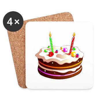 gâteau anniversaire - Dessous de verre (lot de 4) - blanc - Devant