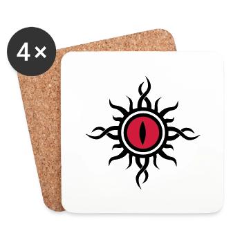 Drachenauge, Dragon Eye, Tattoo Style, Drache Auge - Untersetzer (4er-Set) - Weiß - Vorne