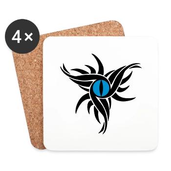 Drachenauge, Dragon Eye, Tattoo Style, Drache Auge - Untersetzer (4er-Set) - Weiß - Vorne