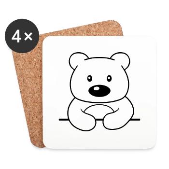 shield frame text write teddy grizzly baer ba - Coasters (set of 4) - white - Front