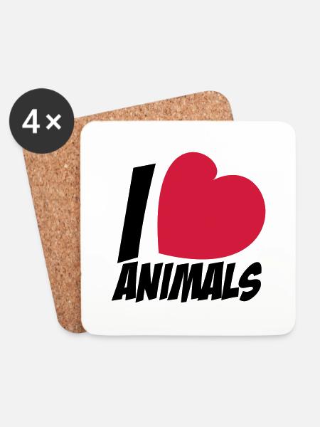 I love animals - Untersetzer (4er-Set) - Weiß