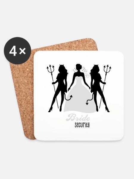 JGA - Bride security - Bride - Team - Teufel 2C - Coasters (set of 4) - white