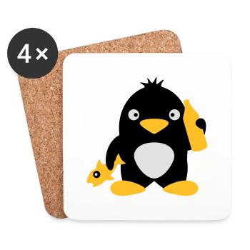 Fish And Beer Penguin - Untersetzer (4er-Set) - Weiß - Vorne
