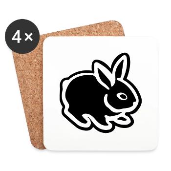 Cute Bunny Rabbit 08 - Coasters (set of 4) - white - Front