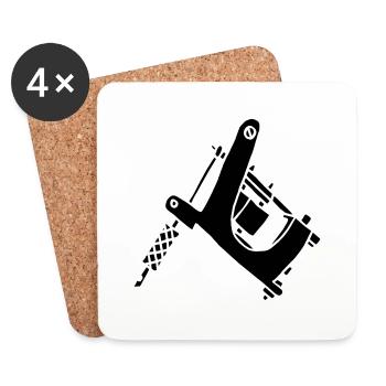 Tattoomaschine Tattoo Machine Ink Outlaw Pain Fear - Dessous de verre (lot de 4) - blanc - Devant