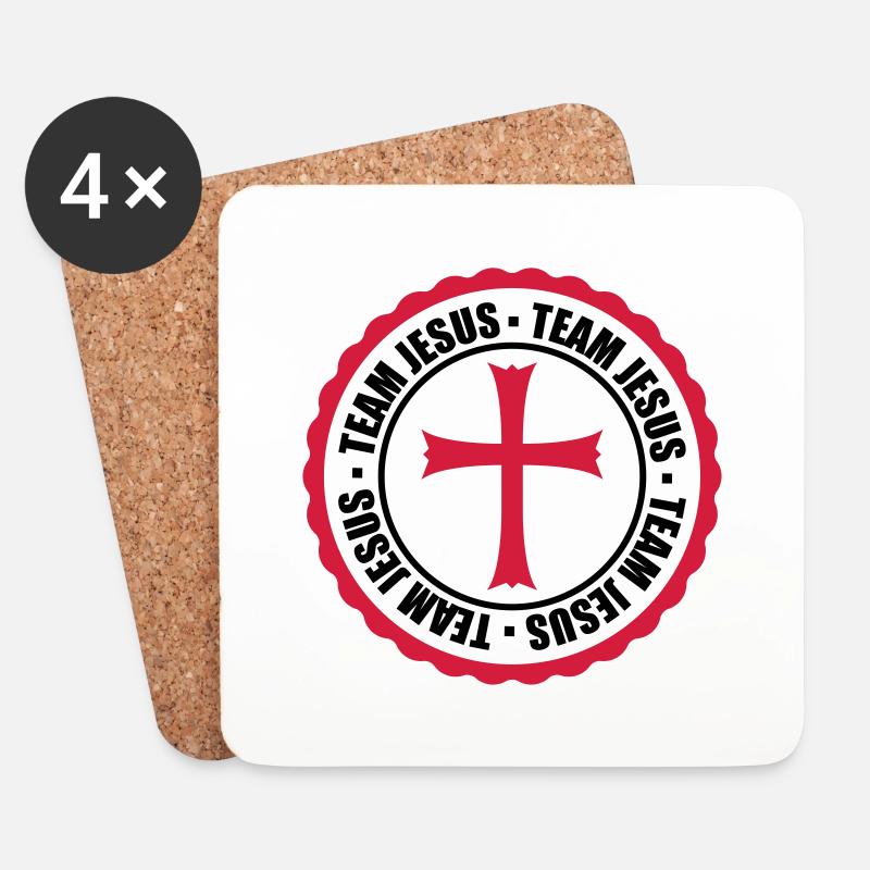 kreis stempel rund team kirche symbol kreuz jesus - Untersetzer (4er-Set) - Weiß