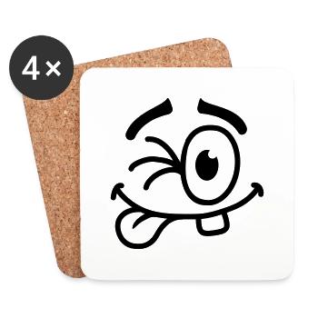 Cool Smiley Face - Untersetzer (4er-Set) - Weiß - Vorne