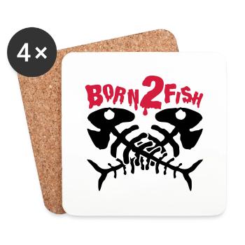 fish_born_to_fish_dx2 - Dessous de verre (lot de 4) - blanc - Devant