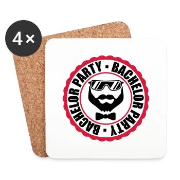 circle ring stamp team bachelor party bache - Coasters (set of 4) - white - Front