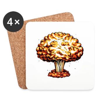 A Bomb - atomic bomb - Coasters (set of 4) - white - Front