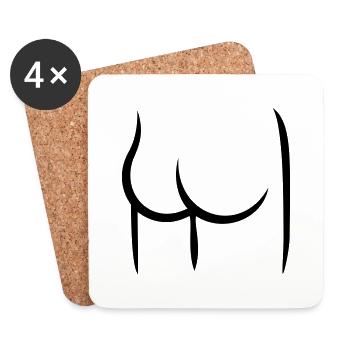 Hintern / butt (1c) - Untersetzer (4er-Set) - Weiß - Vorne