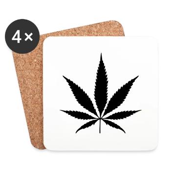 cannabis leaf - Coasters (set of 4) - white - Front