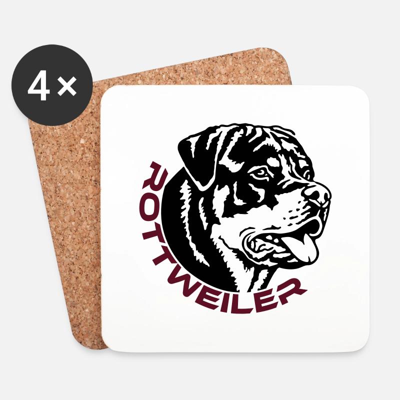 570 Rottweiler Rüde - Untersetzer (4er-Set) - Weiß