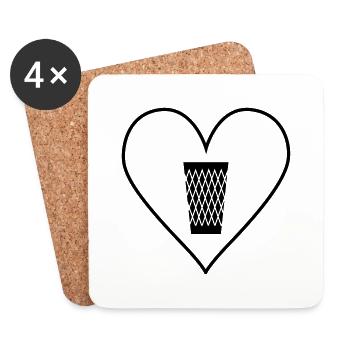 Geripptes Herz - Apfelwein Love - Untersetzer (4er-Set) - Weiß - Vorne