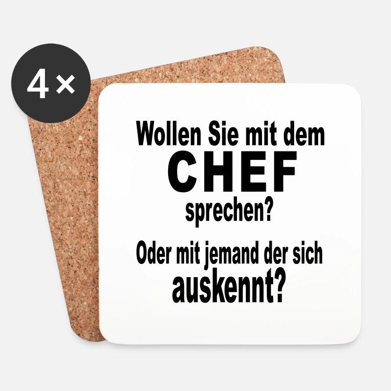 Chef Boss Bürohumor - Untersetzer (4er-Set) - Weiß