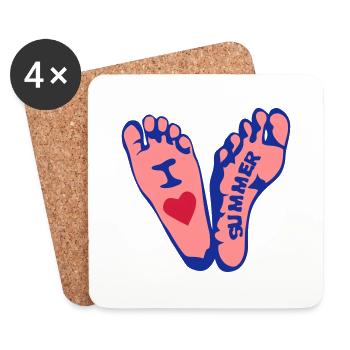 love summer coeur foot imprint - Coasters (set of 4) - white - Front