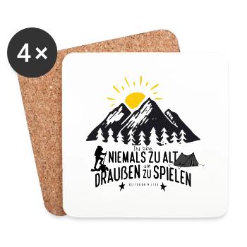 Niemals zu alt draußen spielen Camping Geschenk - Untersetzer (4er-Set) - Weiß - Vorne