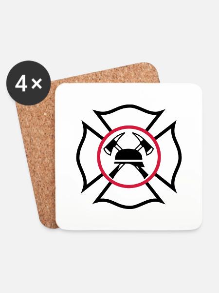 Maltese Cross with gekreutzen axes and helmet - Coasters (set of 4) - white
