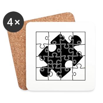 puzzle piece puzzle part puzzle puzzle piece pu - Coasters (set of 4) - white - Front