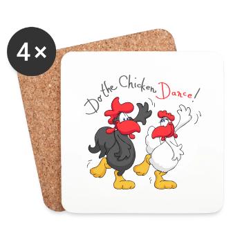 Haben die Huhn-Tanz - Untersetzer (4er-Set) - Weiß - Vorne