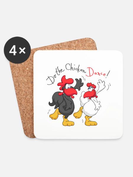 Haben die Huhn-Tanz - Untersetzer (4er-Set) - Weiß