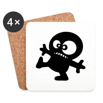 little man funny anime drawing cartoon - Coasters (set of 4) - white - Front