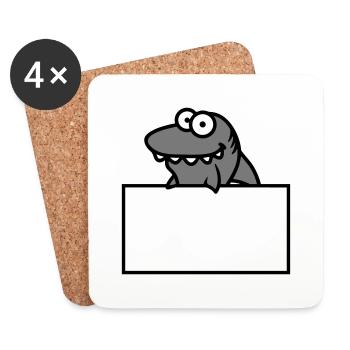 hai schild lustig rahmen mauer zeigen comic cartoo - Untersetzer (4er-Set) - Weiß - Vorne