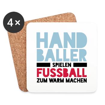 Handballer spielen Fussball zum Warm machen - Untersetzer (4er-Set) - Weiß - Vorne