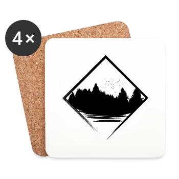 Nature silhouette rhombus - Coasters (set of 4) - white - Front