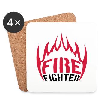 Feuer Flammen Firefighter - Untersetzer (4er-Set) - Weiß - Vorne