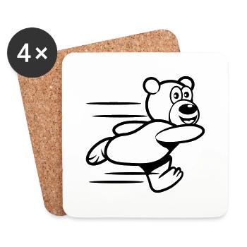 Teddybär laufen rennen - Untersetzer (4er-Set) - Weiß - Vorne